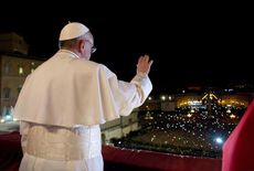 Pope Francis on the central balcony of St Peter's Basilica