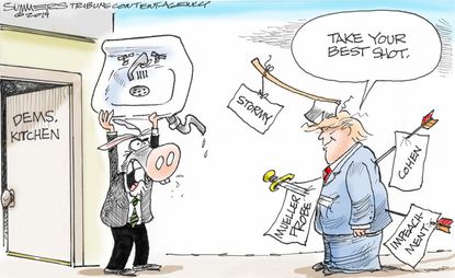 Political Cartoon U.S. Trump Scandals Democrats Kitchen Sink