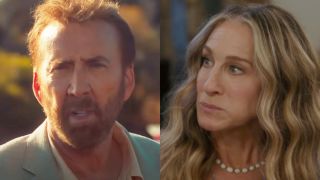 Nic Cage and Sarah Jessica Parker in a side-by-side photo.