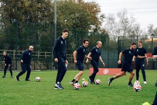 Ineos Grenadiers played football at Manchester United's training ground