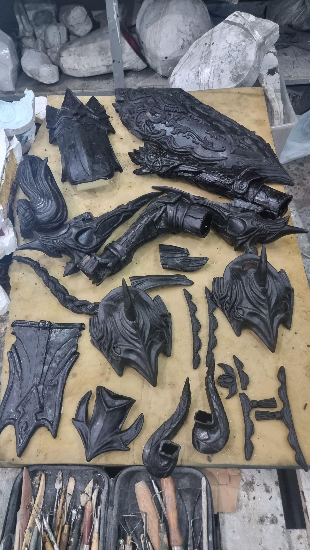 A work in progress picture of the statue icanit made of their Final Fantasy 14 character.