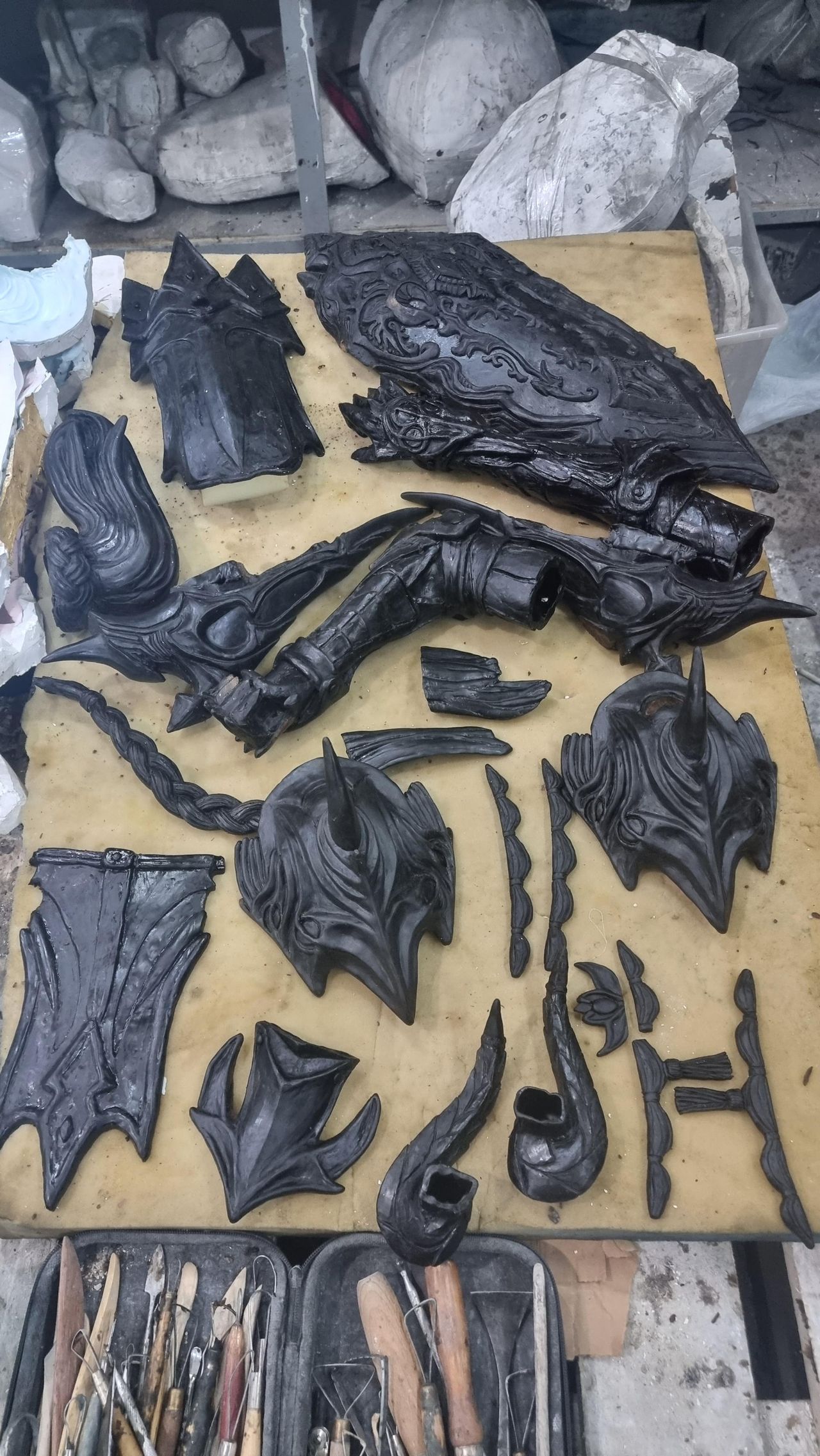 A work in progress picture of the statue icanit made of their Final Fantasy 14 character.