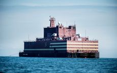 World's first floating nuclear power plant 'Akademik Lomonosov' passed Langeland, Denmark on May 4.