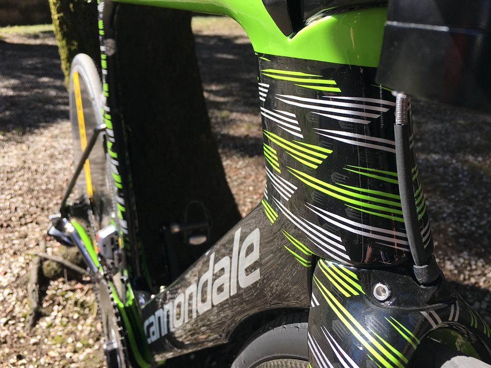 The Cannondale Super Slice disc TT bike on display at Tirreno-Adriatico