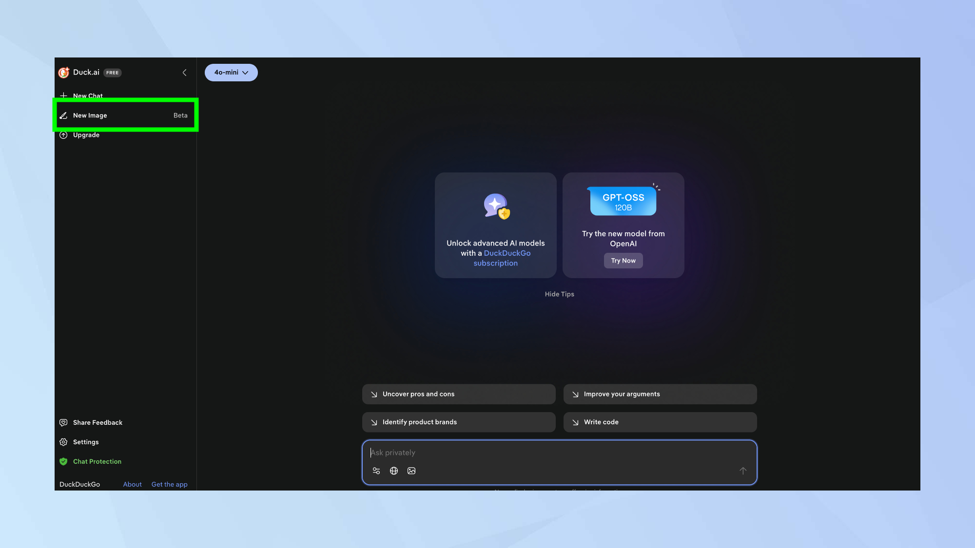 DuckDuckGo New Image highlighted