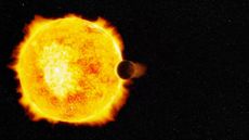An artist's impression of the ultrahot Neptune LTT 9779b and its parent star, LTT 9779. 