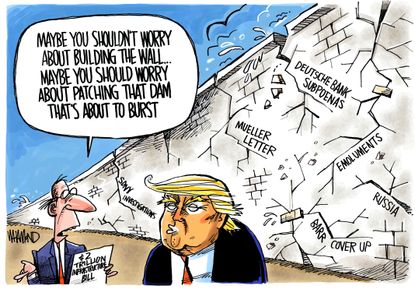Political Cartoon U.S. Trump wall cover up