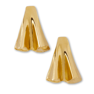 ethical jewellery: gold triangular earrings with ruffle desing