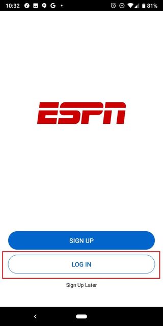 ESPN app Android App Splash screen