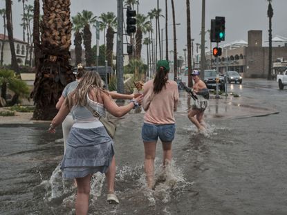 Flooding in Palm Springs from Tropical Storm Hilary