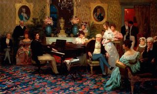 Frédéric Chopin plays piano for the aristocratic Polish family, the Radziwiłłs, in 1829.