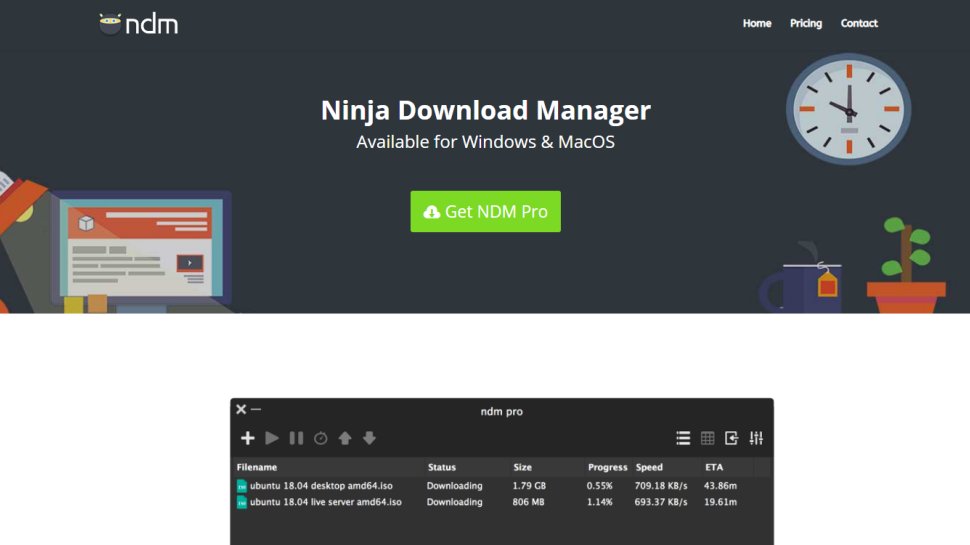 Website screenshot for Ninja Download Manager