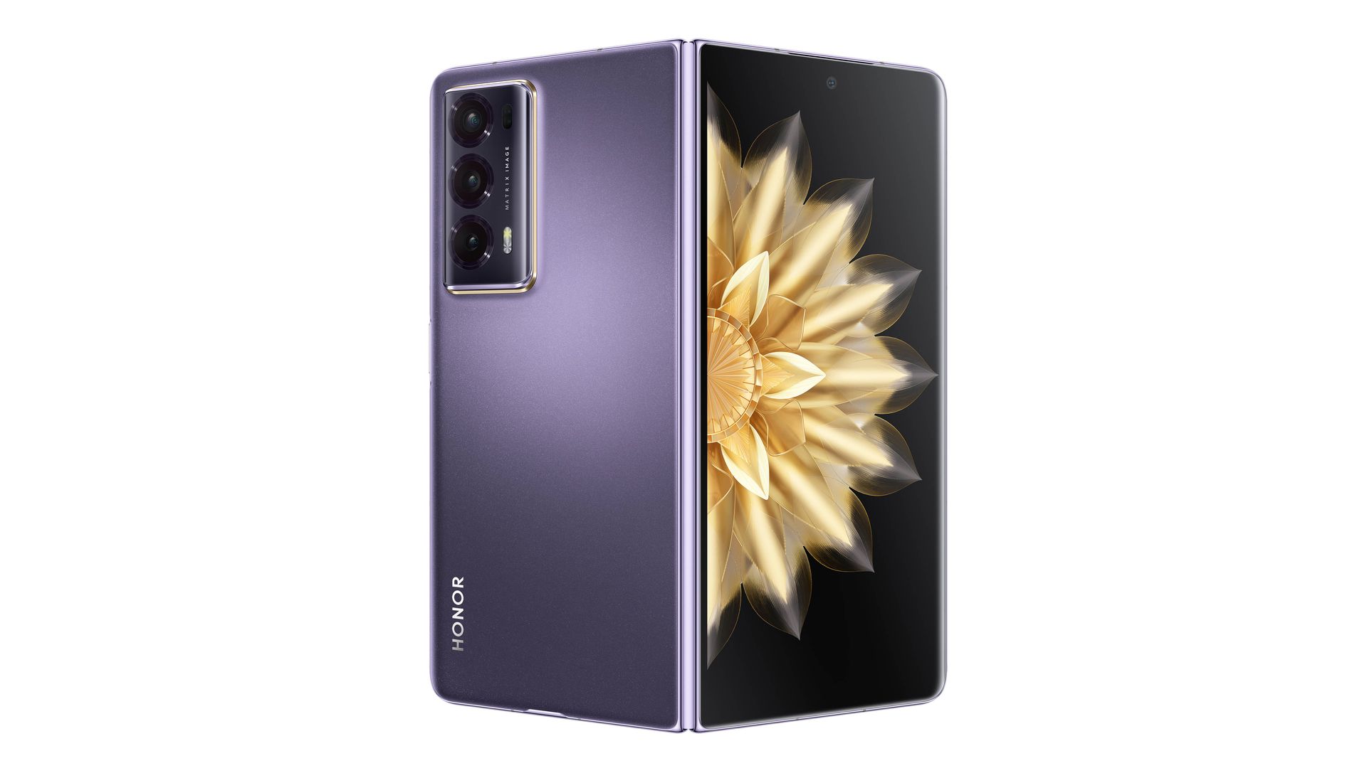 Smartphone pliable Honor Magic V2 en violet