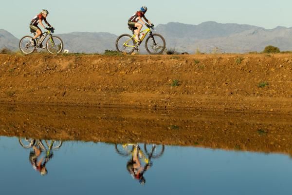 Ester Suss and Sally Bigham of Team Wheels4Life during the final stage