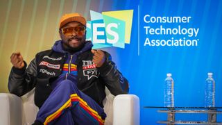 American rapper Will I am Speaking on stage at CES