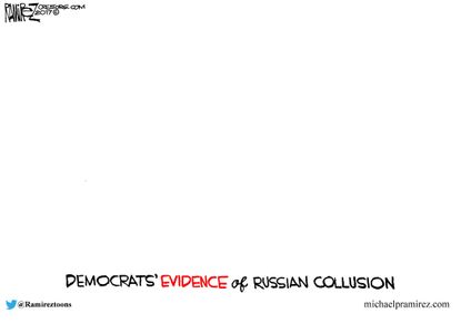 Political cartoon U.S. Trump Democrats no evidence Russia collusion