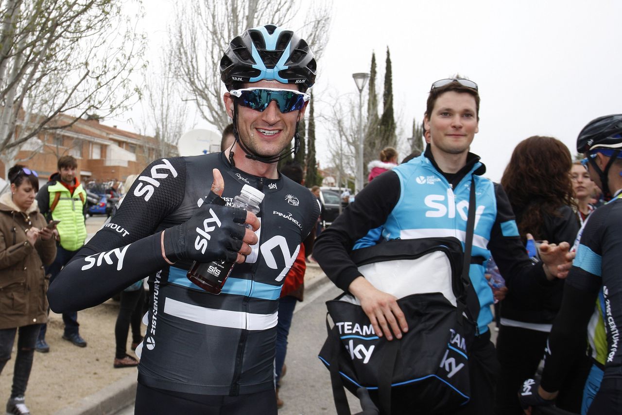 Wout Poels (Sky) celebrates his stage win