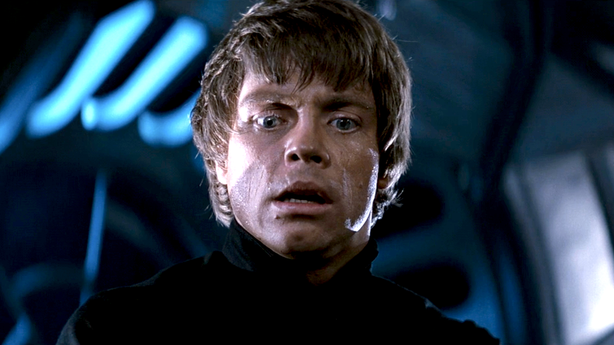 Luke Skywalker (Mark Hamill) looks down in Star Wars: Return of the Jedi.