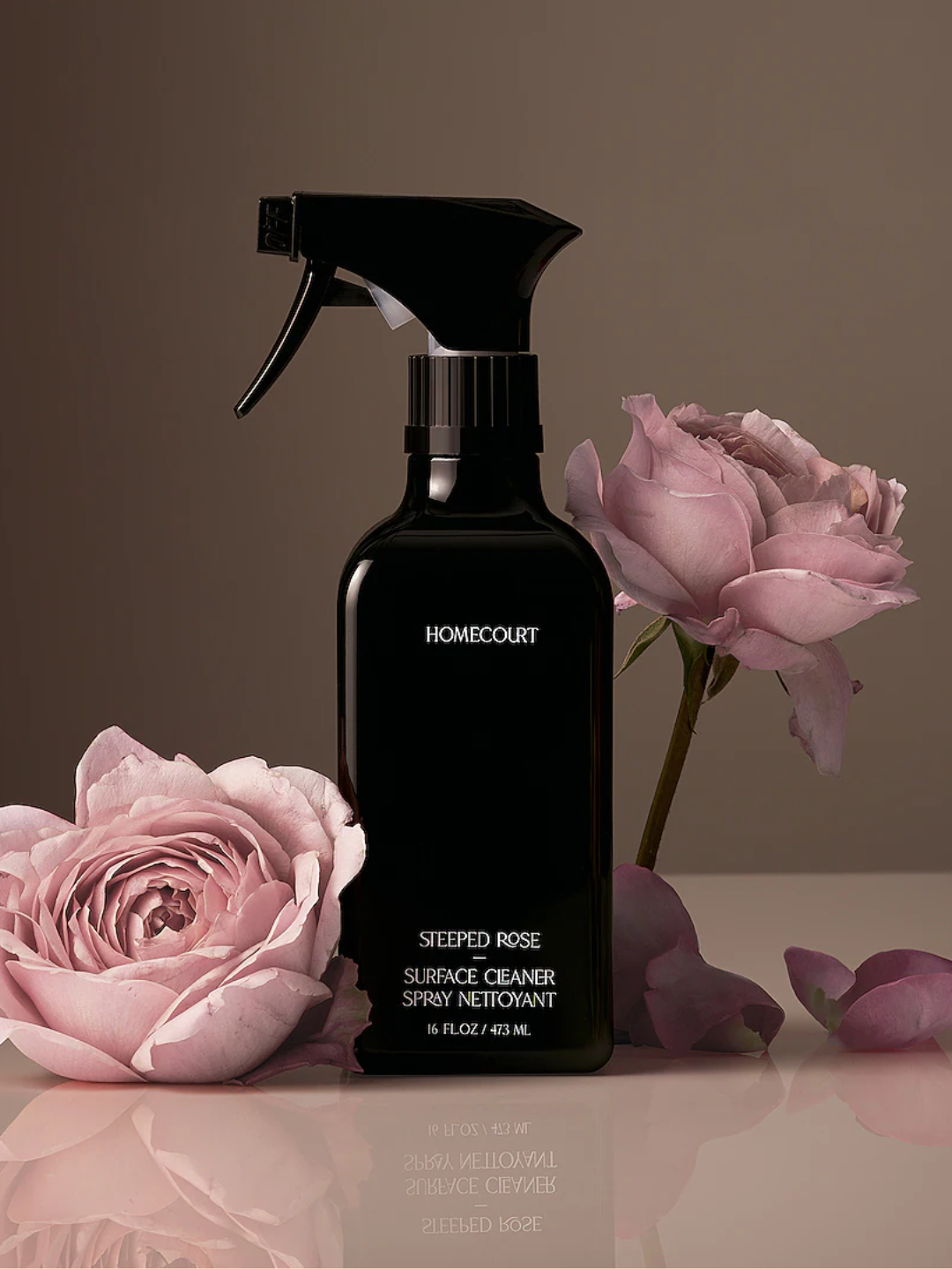 A bottle of steeped rose surface cleaner
