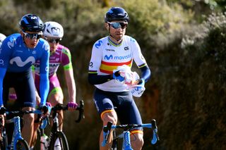 CULLERA SPAIN FEBRUARY 06 Alejandro Valverde of Spain and Movistar Team feeduring the 71st Volta a la Comunitat Valenciana 2020 Stage 2 a 181km stage from Torrent to Cullera 181m VueltaCV VCV2020 on February 06 2020 in Cullera Spain Photo by David RamosGetty Images