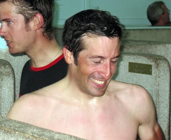 Juan Antonio Flecha (Rabobank) cleaning up after finishing 2nd.