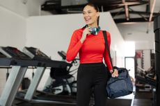 A woman walking in a gym