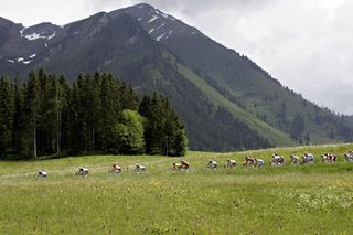 Picture postcard scenery for the riders at the Tour de Suisse