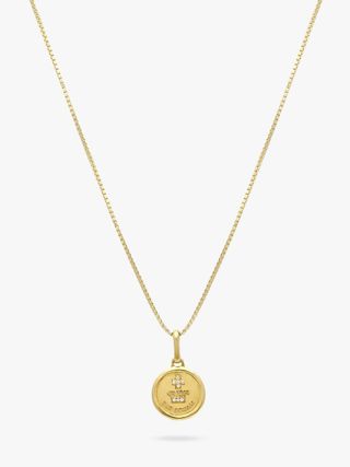 Gold plated Cubic zirconia love token necklace, £162, Leah Alexandra at John Lewis & Partners