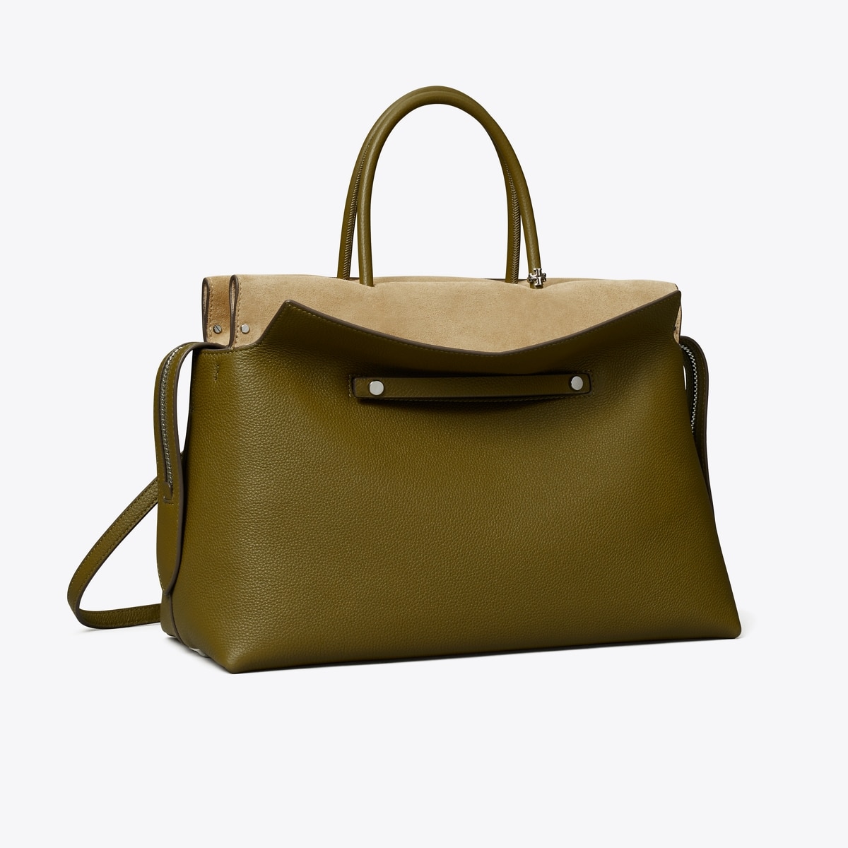 Large Mercer Pebbled Satchel in Green, Size Os