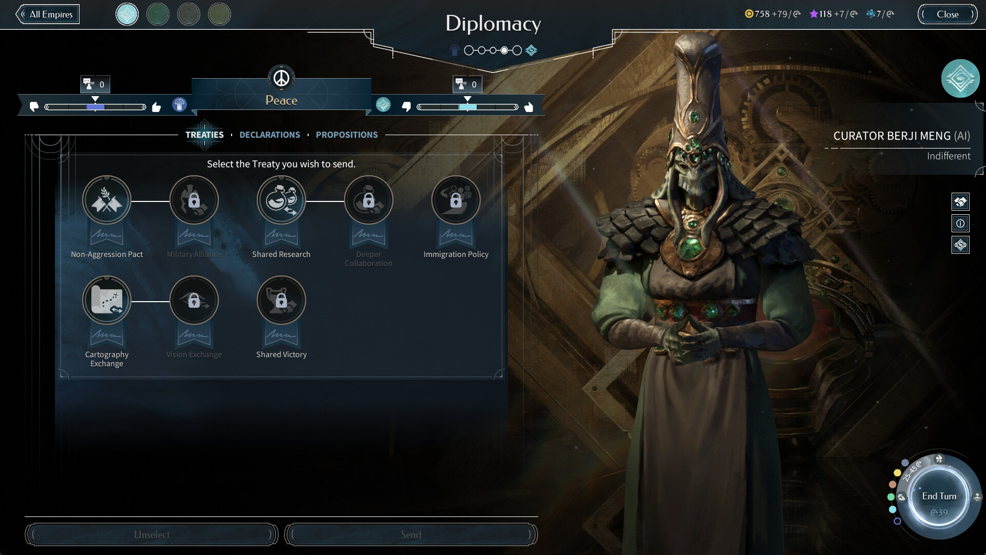 The Diplomacy screen in Endless Legend 2