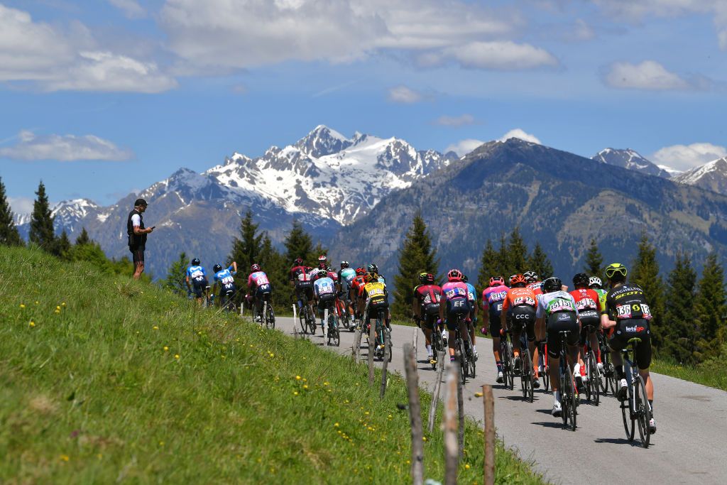 The Dolomites loom for the peloton