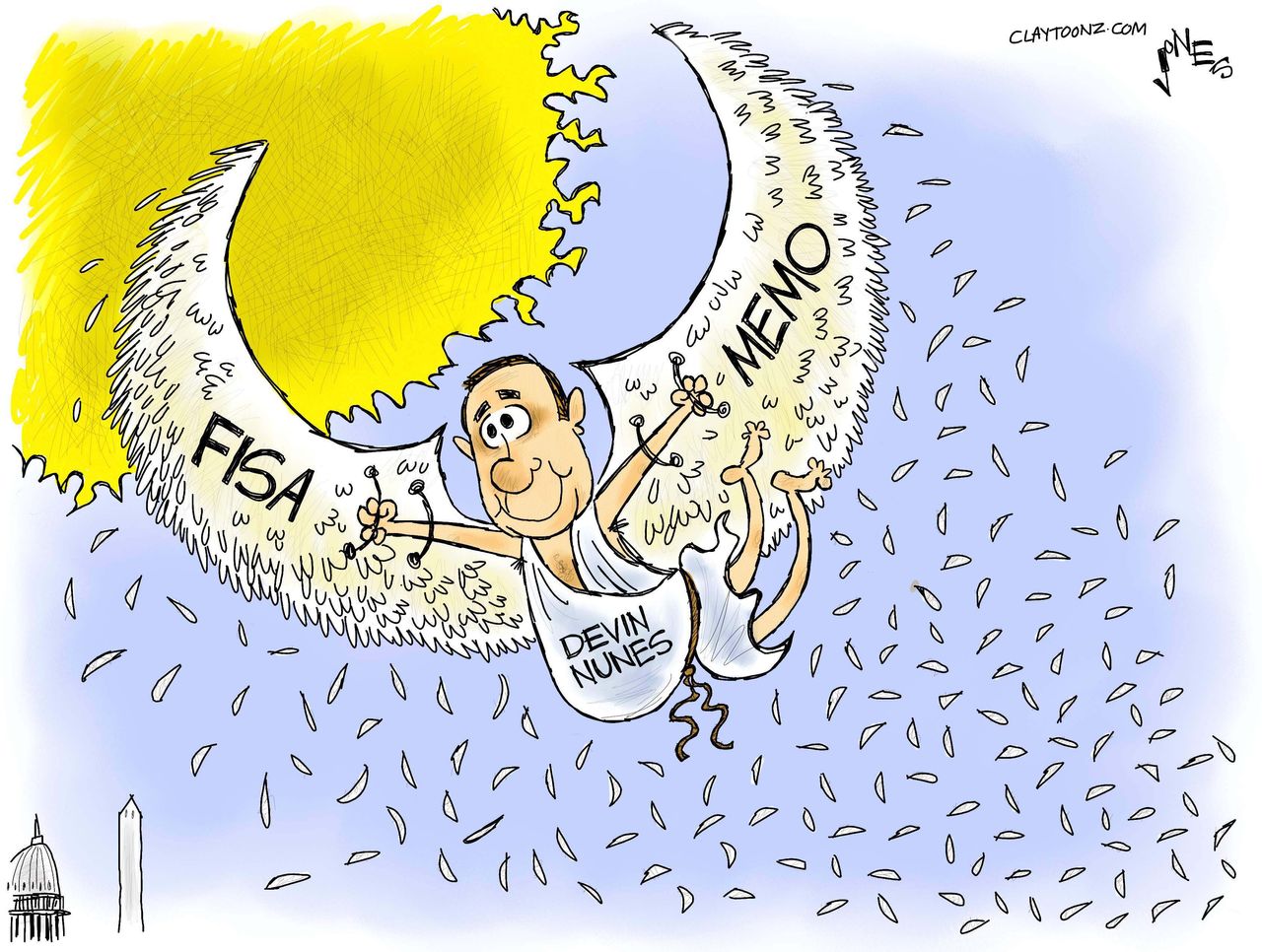 Political cartoon U.S. Nunes memo Russia investigation FBI conspiracy