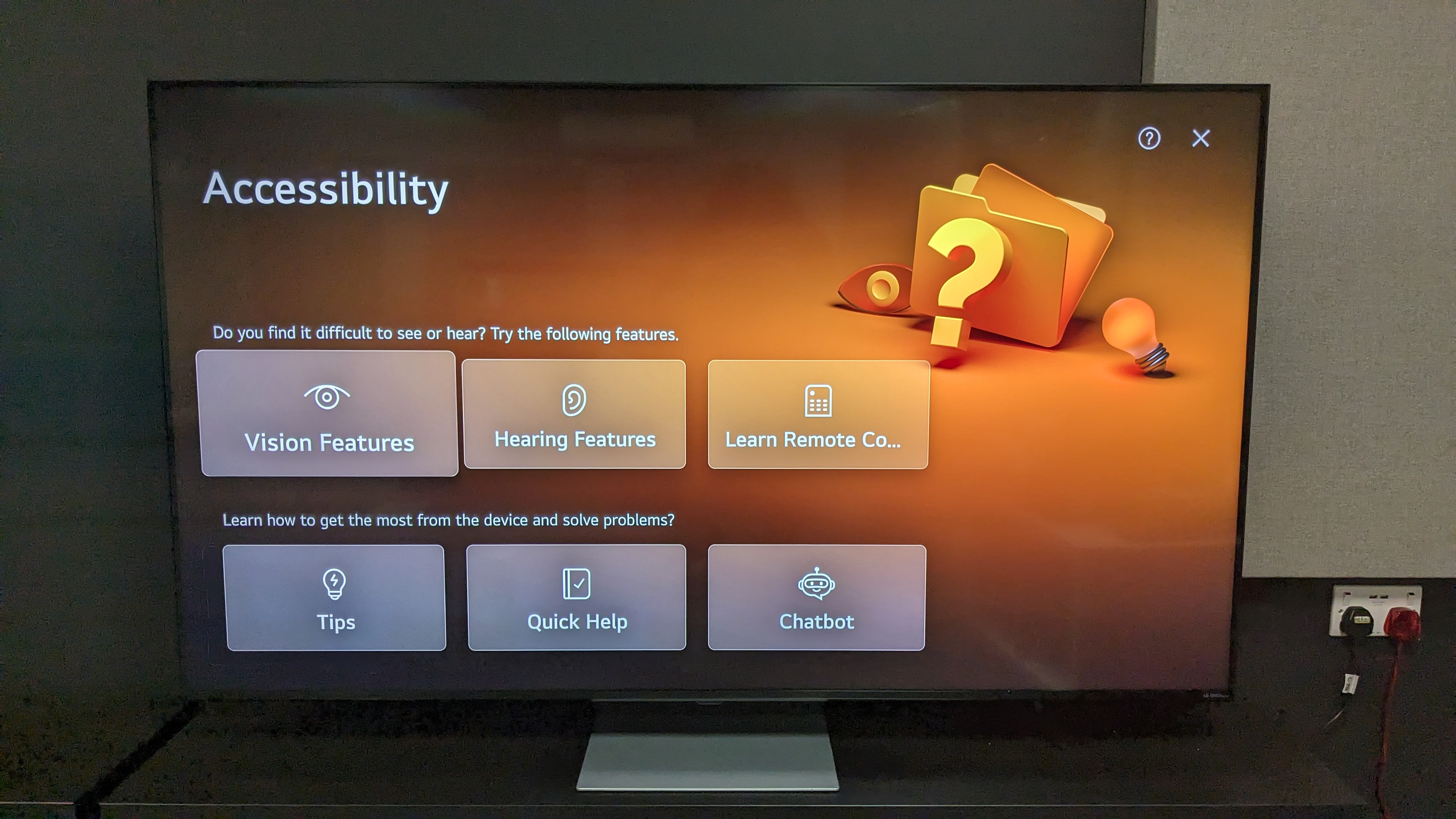 Accessibility quick card on LG webOS 24