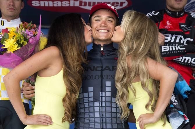 A happy Robin Carpenter (Hincapie) on the podium