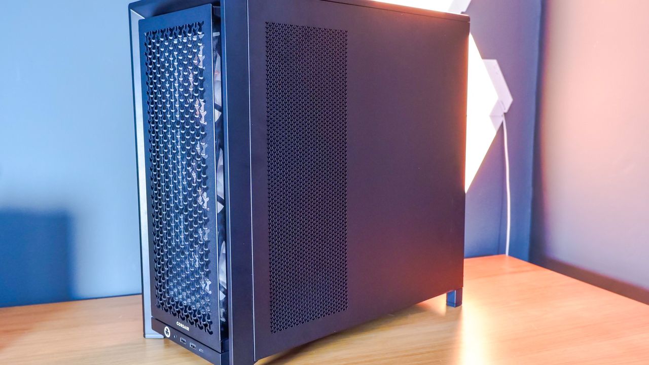 A Corsair Frame 4000D case with various features designed for both Corsair's own iCUE ecosystem and for the benefit of system builders.