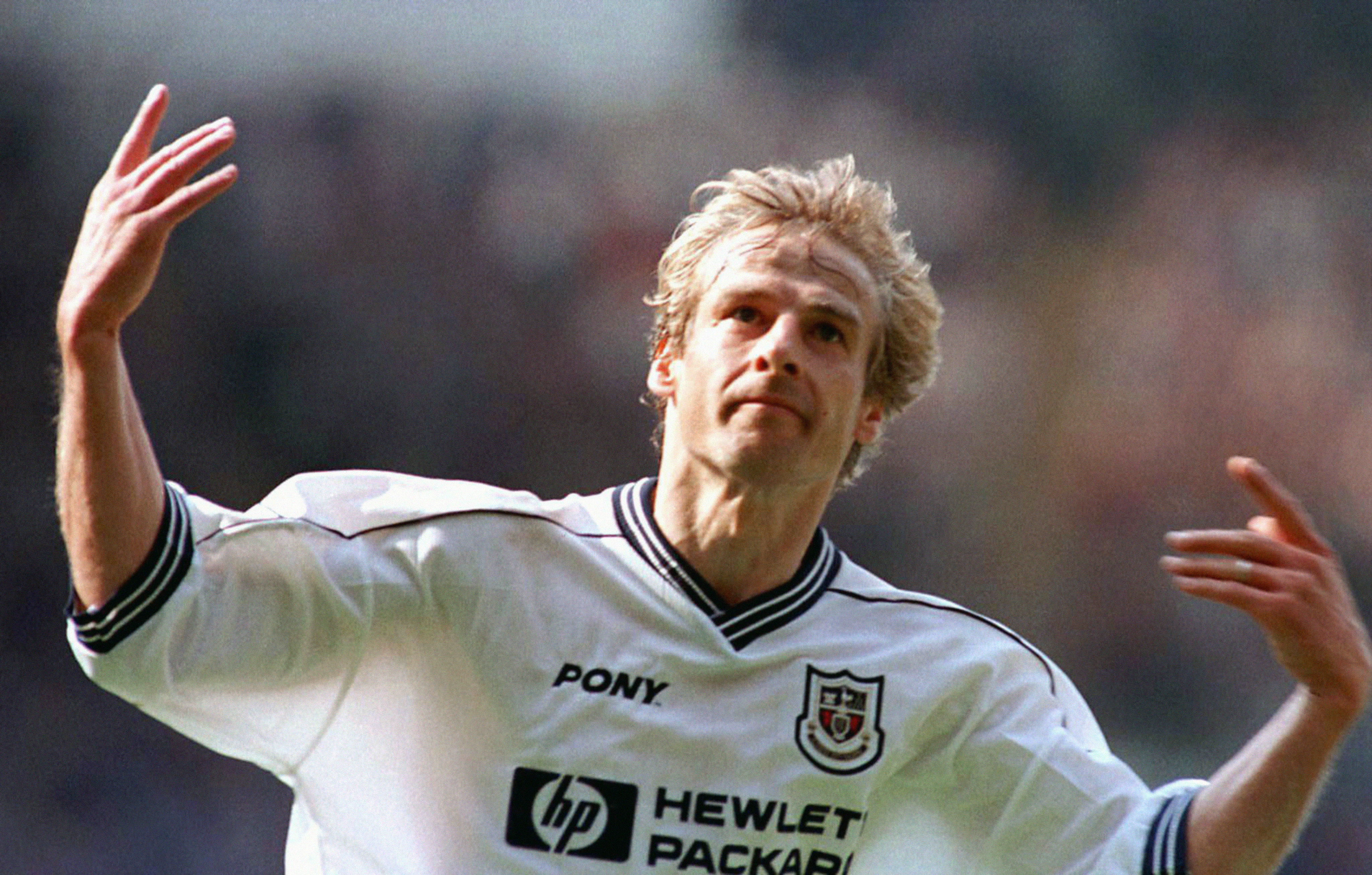 Jurgen Klinsmann celebrates after scoring for Tottenham, 1998