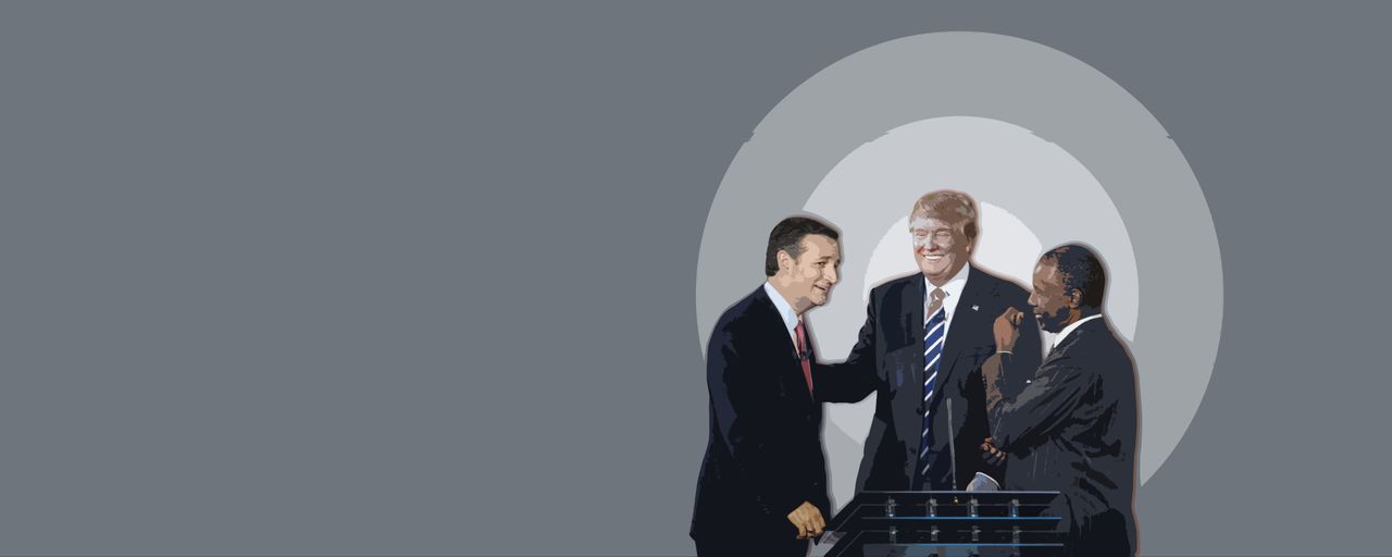 Ted Cruz, Donald Trump, and Ben Carson.