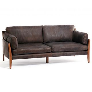 Ayam Leather Sofa three seater with wooden frame and dark leather