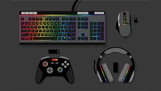 An illustration of some RGB gaming accessories