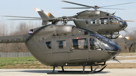 US Army crewed UH-72 Lakota helicopters. 