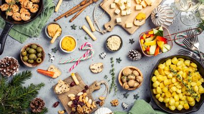Christmas starter ideas: table of different foods