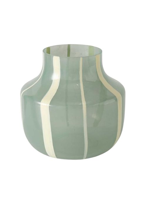 Green Striped Glass Vase