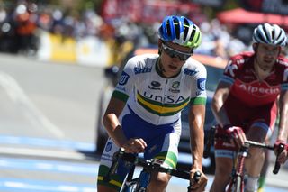 Jai Hindley (UniSA-Australia) finishes the Willunga Hill stage of the TDU