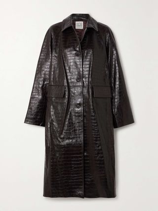 + Net Sustain Croc-Effect Leather Coat