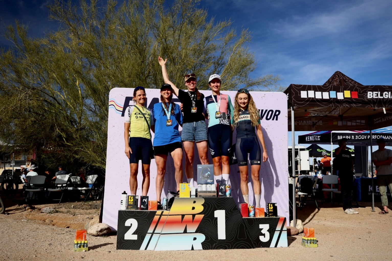 Elite women's podium at 2026 BWR Arizona