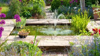 Fountain with lily pads