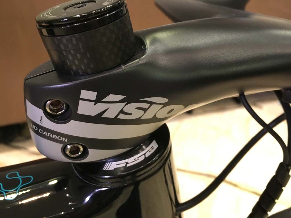 A close up of the Vision areo bar and fork tube