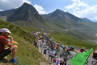 Tour de France peloton riding up the Tourmalet in 2019