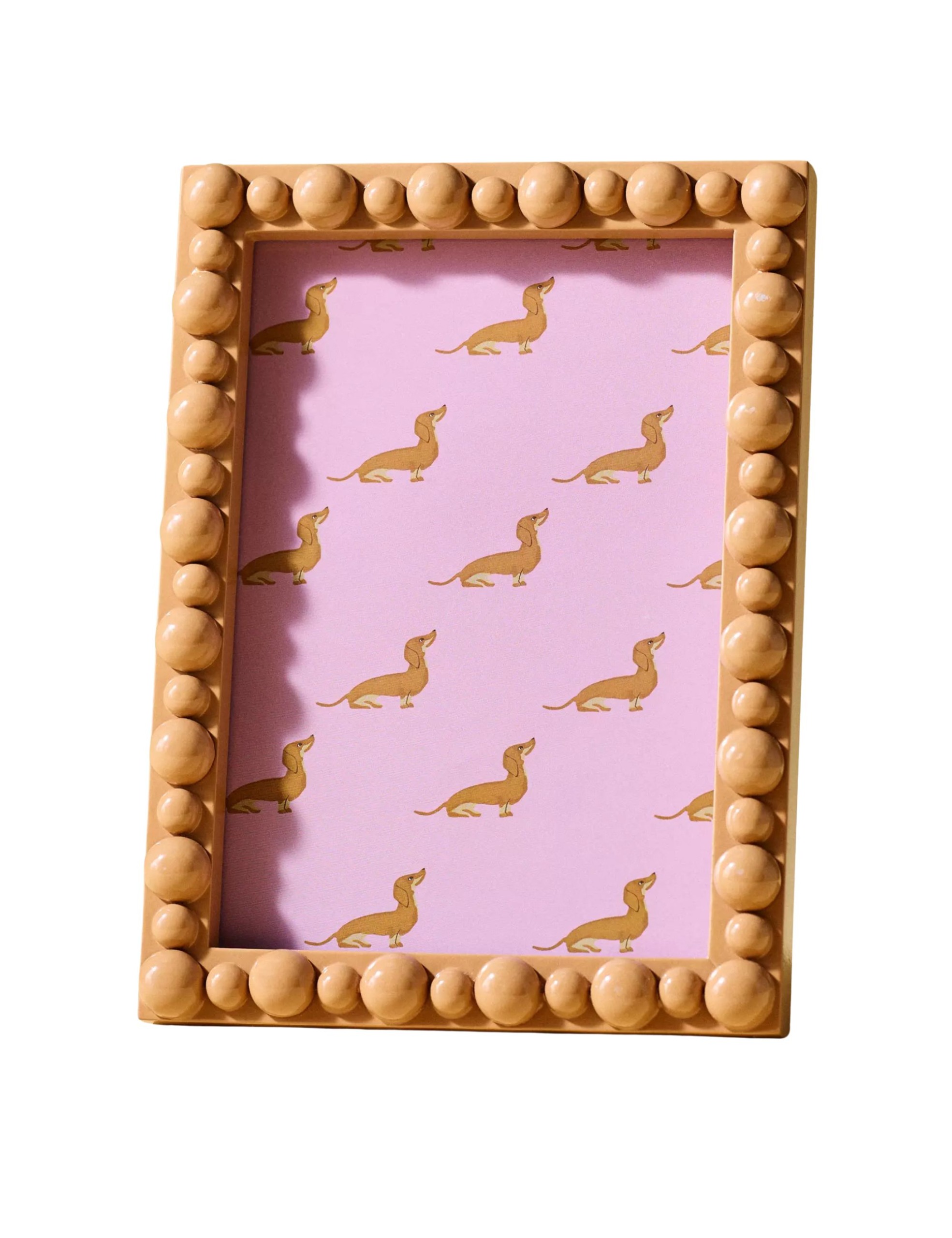 Anthropologie, Rory Beaded Wood Picture Frame (Tan)