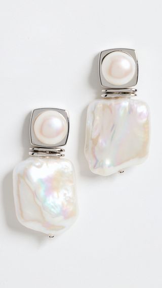 Square Statement Pearl Stud Earrings